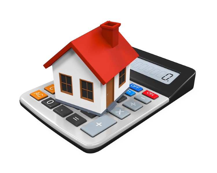Calculator and House Icon Haus auf Taschenrechner